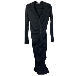 Modern Citizen Button Down Long Sleeve Dress Black Women's Size Large